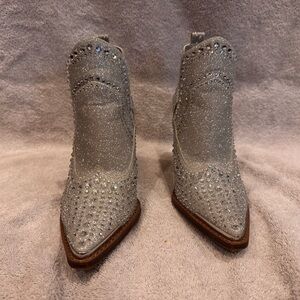 Gianni Bini Glittering Silver Ankle Booties